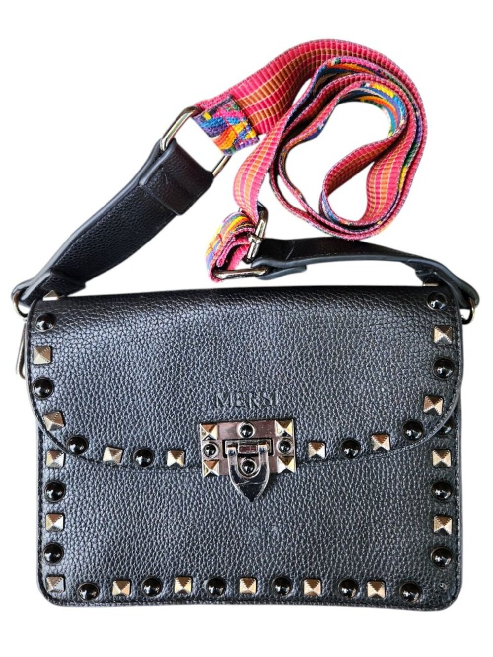 MERSI Ruby Crossbody Studded Vegan Leather Crossbody Bag with Adjustable Strap
